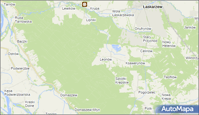 mapa Leonów gmina Maciejowice, Leonów gmina Maciejowice na mapie Targeo