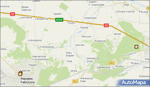 mapa Leonów gmina Rejowiec, Leonów gmina Rejowiec na mapie Targeo