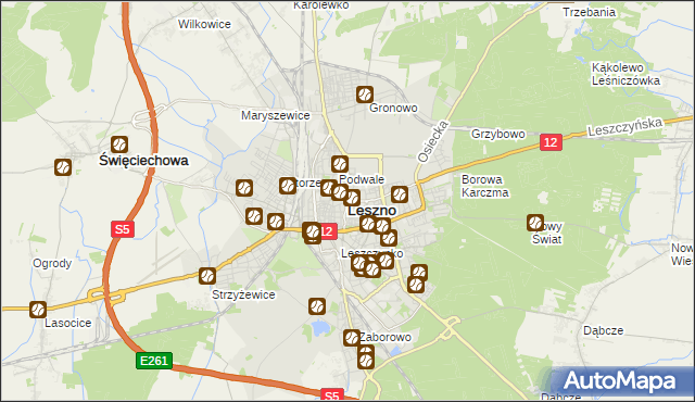 mapa Leszno, Leszno na mapie Targeo