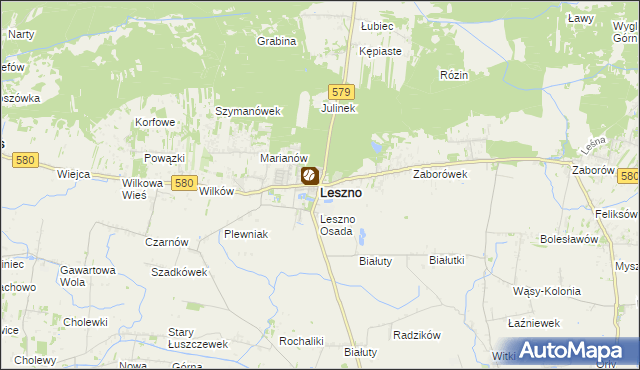 mapa Leszno powiat warszawski zachodni, Leszno powiat warszawski zachodni na mapie Targeo