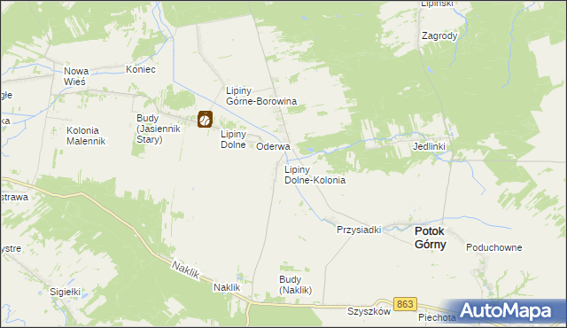 mapa Lipiny Dolne-Kolonia, Lipiny Dolne-Kolonia na mapie Targeo