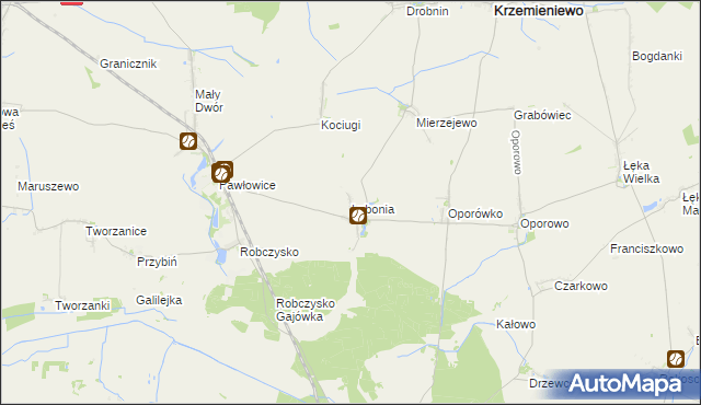 mapa Lubonia gmina Krzemieniewo, Lubonia gmina Krzemieniewo na mapie Targeo