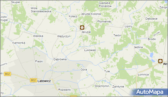 mapa Łukówiec gmina Mrozy, Łukówiec gmina Mrozy na mapie Targeo