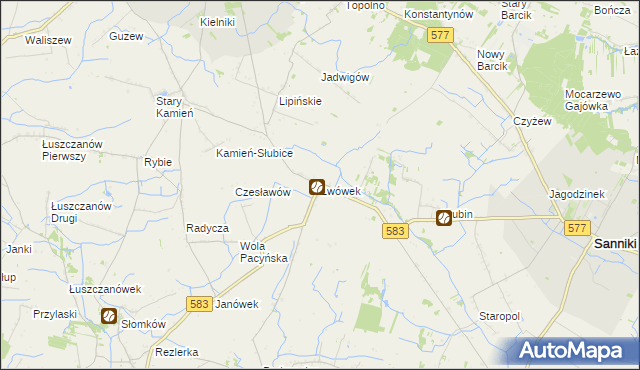 mapa Lwówek gmina Sanniki, Lwówek gmina Sanniki na mapie Targeo