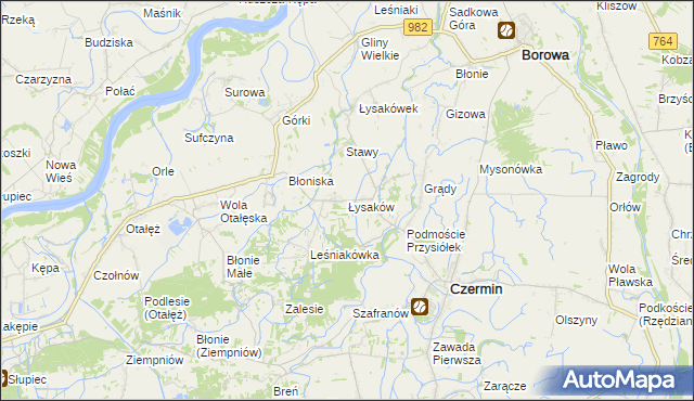 mapa Łysaków gmina Czermin, Łysaków gmina Czermin na mapie Targeo