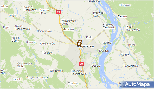 mapa Magnuszew, Magnuszew na mapie Targeo
