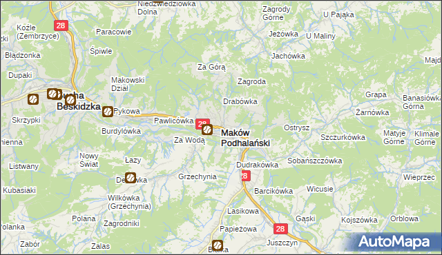 mapa Maków Podhalański, Maków Podhalański na mapie Targeo