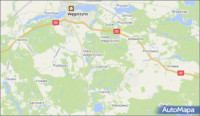 mapa Małe Węgorzynko, Małe Węgorzynko na mapie Targeo