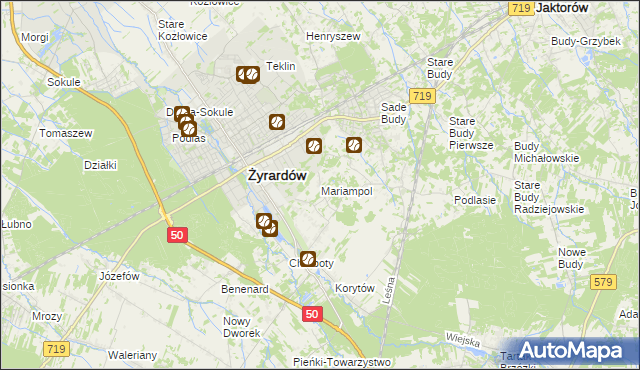 mapa Mariampol gmina Jaktorów, Mariampol gmina Jaktorów na mapie Targeo