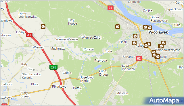 mapa Mazury gmina Brześć Kujawski, Mazury gmina Brześć Kujawski na mapie Targeo