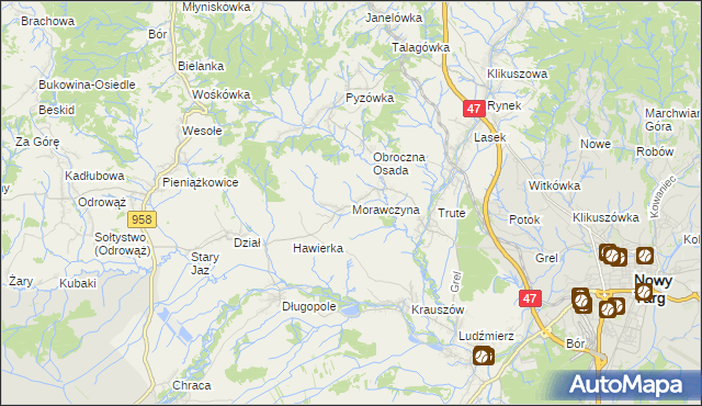 mapa Morawczyna, Morawczyna na mapie Targeo