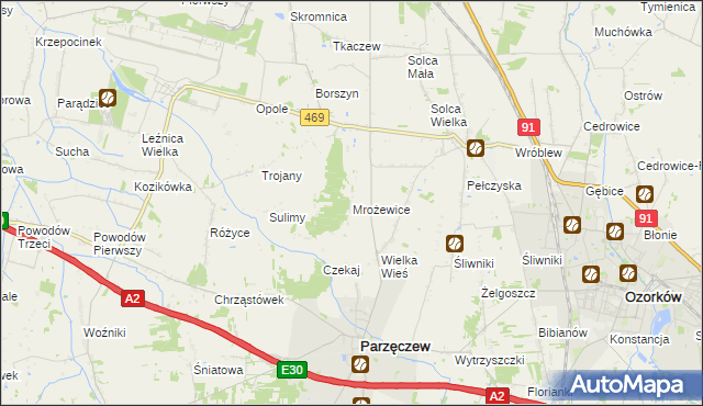 mapa Mrożewice, Mrożewice na mapie Targeo