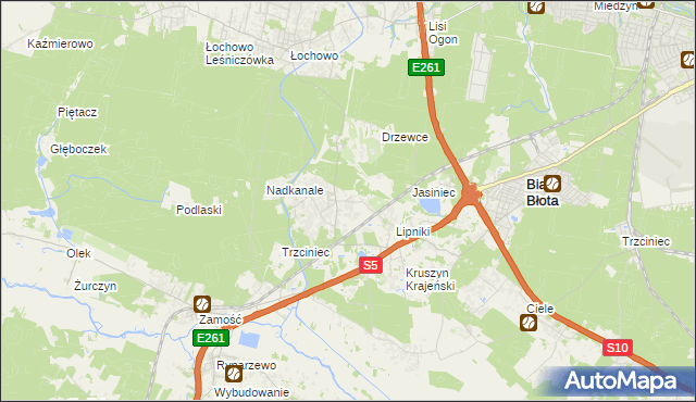 mapa Murowaniec gmina Białe Błota, Murowaniec gmina Białe Błota na mapie Targeo