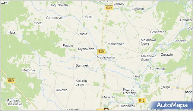 mapa Mysłakówko, Mysłakówko na mapie Targeo