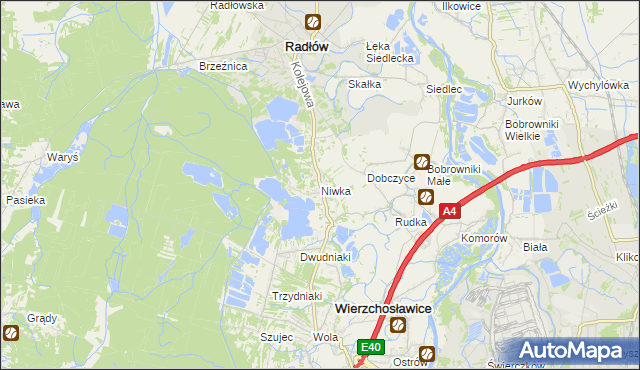 mapa Niwka gmina Radłów, Niwka gmina Radłów na mapie Targeo