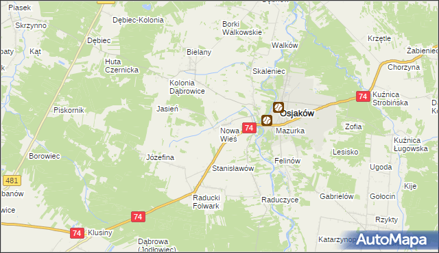 mapa Nowa Wieś gmina Osjaków, Nowa Wieś gmina Osjaków na mapie Targeo