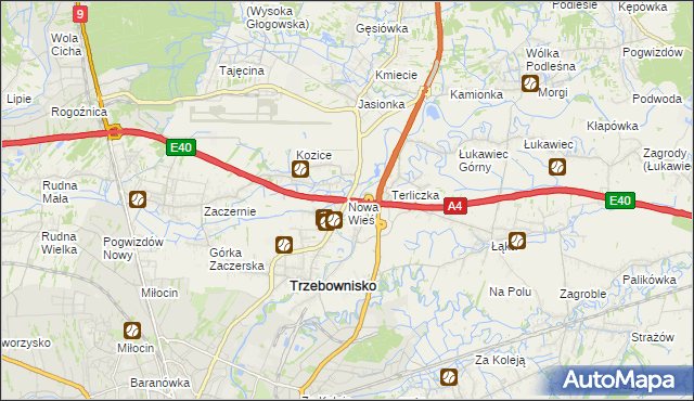 mapa Nowa Wieś gmina Trzebownisko, Nowa Wieś gmina Trzebownisko na mapie Targeo