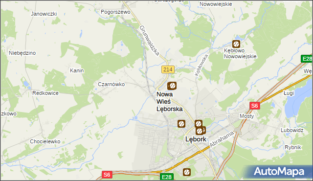 mapa Nowa Wieś Lęborska, Nowa Wieś Lęborska na mapie Targeo