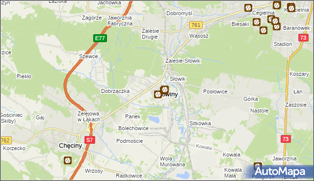 mapa Nowiny gmina Sitkówka-Nowiny, Nowiny gmina Sitkówka-Nowiny na mapie Targeo