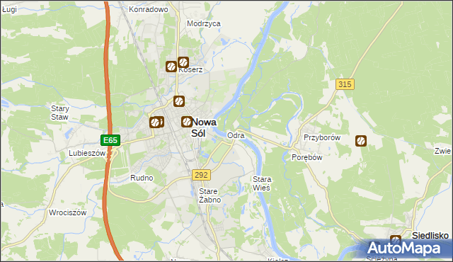 mapa Odra gmina Nowa Sól, Odra gmina Nowa Sól na mapie Targeo