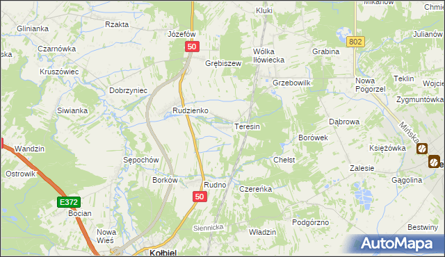 mapa Oleksin gmina Kołbiel, Oleksin gmina Kołbiel na mapie Targeo