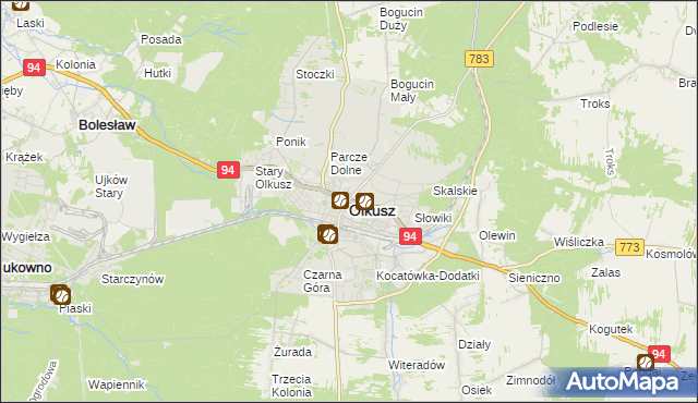mapa Olkusz, Olkusz na mapie Targeo