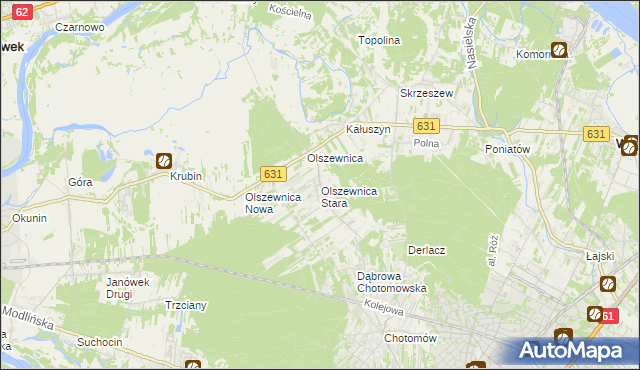 mapa Olszewnica Stara, Olszewnica Stara na mapie Targeo