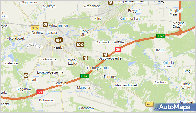 mapa Ostrów-Osiedle, Ostrów-Osiedle na mapie Targeo