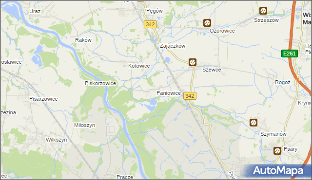 mapa Paniowice, Paniowice na mapie Targeo