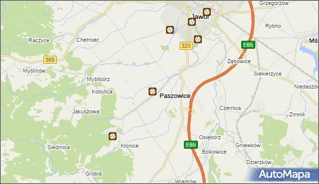 mapa Paszowice, Paszowice na mapie Targeo