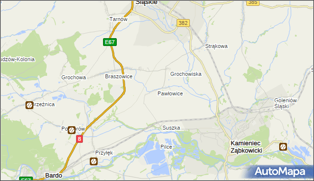 mapa Pawłowice gmina Ząbkowice Śląskie, Pawłowice gmina Ząbkowice Śląskie na mapie Targeo