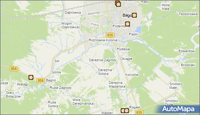 mapa Podlesie gmina Biłgoraj, Podlesie gmina Biłgoraj na mapie Targeo