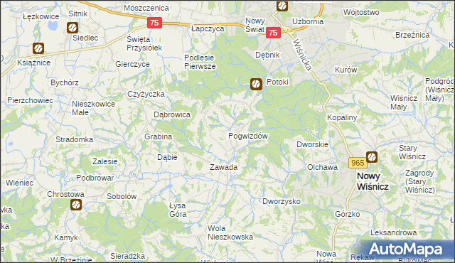 mapa Pogwizdów gmina Bochnia, Pogwizdów gmina Bochnia na mapie Targeo