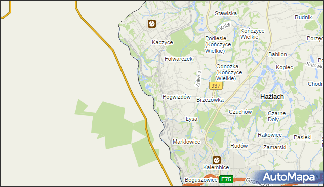 mapa Pogwizdów gmina Hażlach, Pogwizdów gmina Hażlach na mapie Targeo
