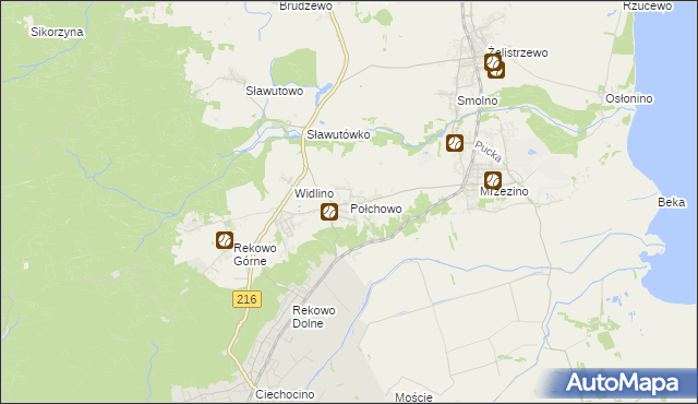 mapa Połchowo gmina Puck, Połchowo gmina Puck na mapie Targeo