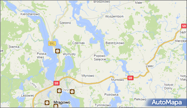 mapa Popowo Salęckie, Popowo Salęckie na mapie Targeo