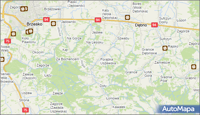 mapa Porąbka Uszewska, Porąbka Uszewska na mapie Targeo