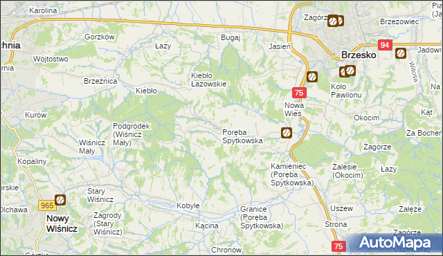 mapa Poręba Spytkowska, Poręba Spytkowska na mapie Targeo