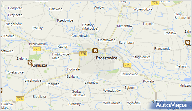 mapa Proszowice, Proszowice na mapie Targeo