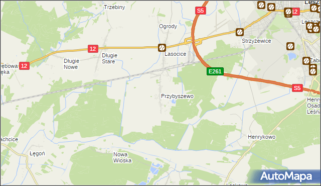 mapa Przybyszewo gmina Święciechowa, Przybyszewo gmina Święciechowa na mapie Targeo