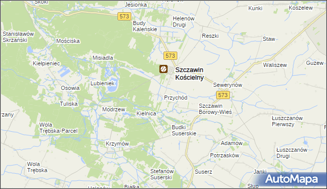 mapa Przychód gmina Szczawin Kościelny, Przychód gmina Szczawin Kościelny na mapie Targeo