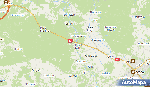 mapa Puste Łąki, Puste Łąki na mapie Targeo