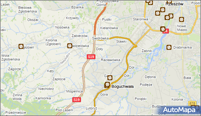 mapa Racławówka, Racławówka na mapie Targeo