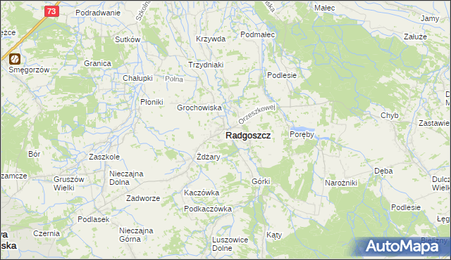 mapa Radgoszcz powiat dąbrowski, Radgoszcz powiat dąbrowski na mapie Targeo