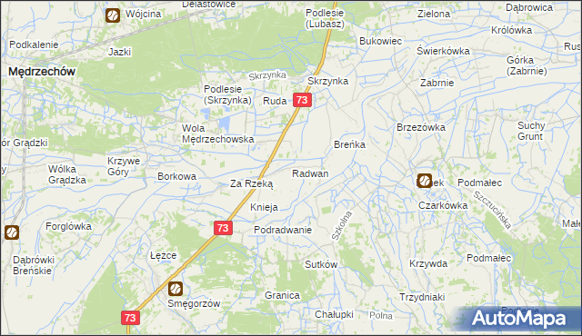 mapa Radwan gmina Szczucin, Radwan gmina Szczucin na mapie Targeo