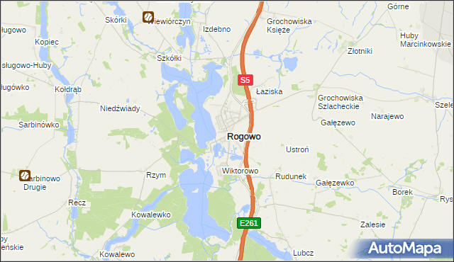mapa Rogowo powiat żniński, Rogowo powiat żniński na mapie Targeo