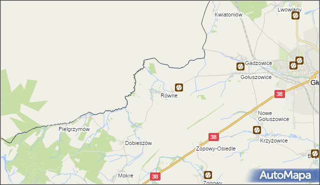 mapa Równe gmina Głubczyce, Równe gmina Głubczyce na mapie Targeo