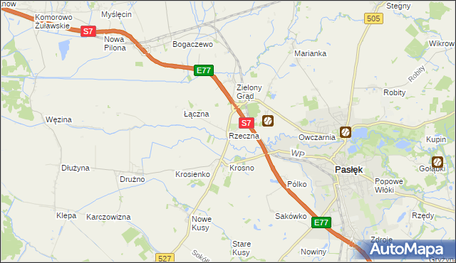 mapa Rzeczna, Rzeczna na mapie Targeo