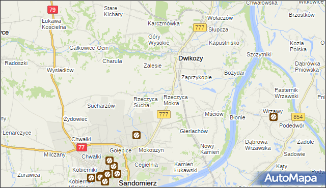 mapa Rzeczyca Mokra, Rzeczyca Mokra na mapie Targeo