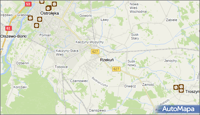 mapa Rzekuń, Rzekuń na mapie Targeo